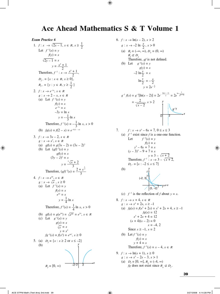 Ace Ahead Mathematics S & T Volume 1: Exam Practice 6 | PDF | Teaching ...