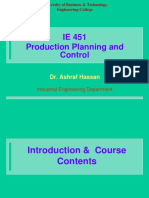 IE 451 Production Planning and Control: Dr. Ashraf Hassan