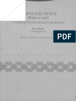 Abu Bakr Ibn Yahya Ibn Al Sa Ig Ibn Bayya Avempace Edicion y Traduccion de Joaquin Lomba 2006 TROTTA PDF