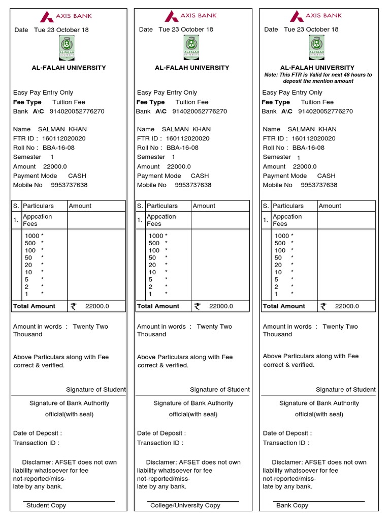 Tuition Fee FTR Receipt PDF | PDF | Fee | Payments