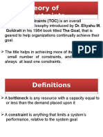 Theory of Constraints: Goldratt in His 1984 Book Titled The Goal, That Is