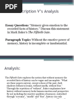 Description V's Analysis: Essay Question: "Memory Gives Emotion To The