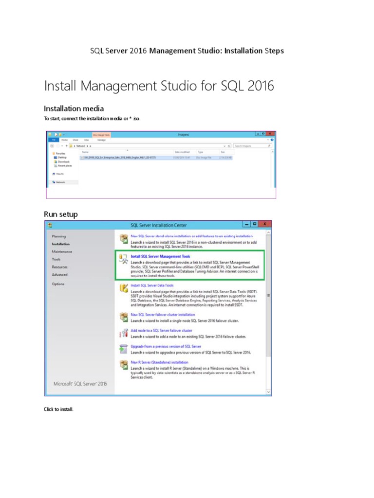 Install SQL Server Management Studio 2016 | PDF