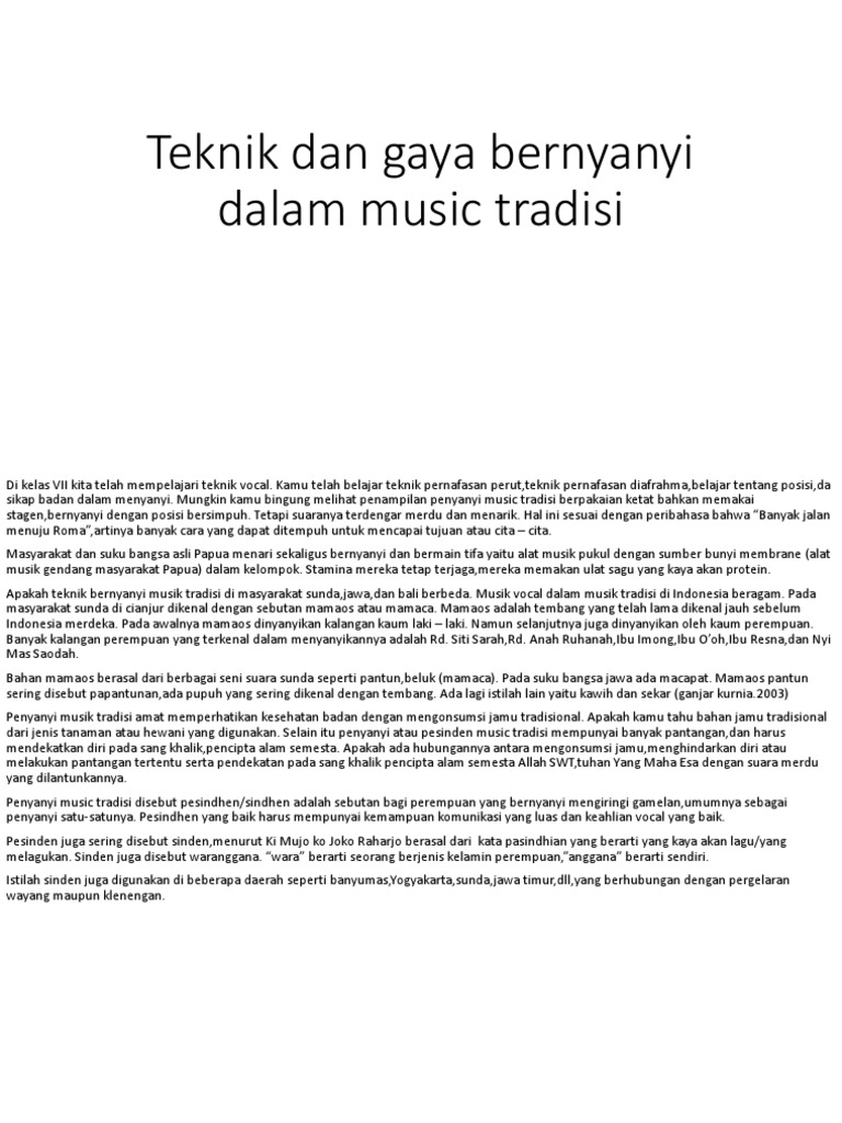 Pesinden Atau Sinden Memiliki Gaya Menyanyi Dalam Dengan