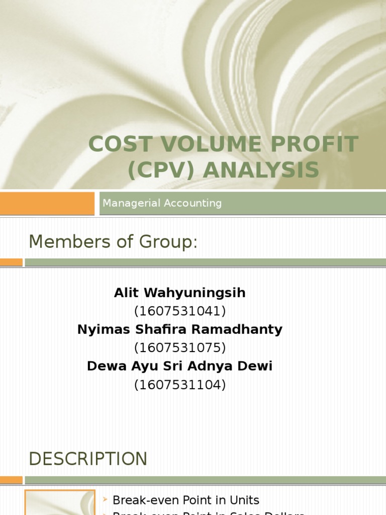 Cost Volume Profit Analysis Guide | PDF | Revenue | Management Accounting