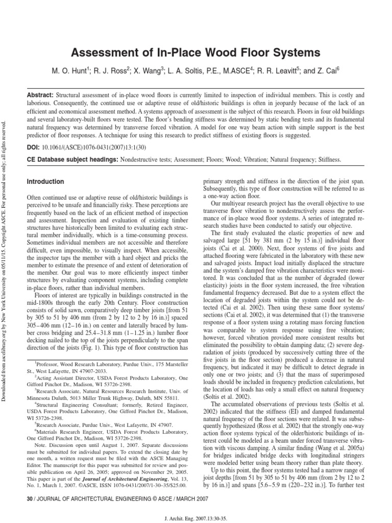Assessment of In-Place Wood Floor Systems | PDF | Lumber | Beam (Structure)