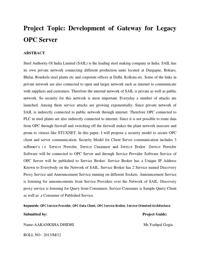 Development of Legacy Opc Server | PDF | Proxy Server | Computer Network
