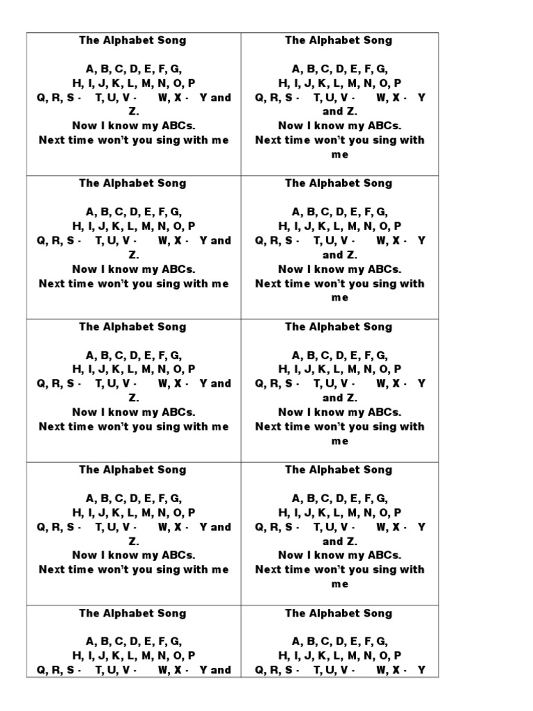 The Alphabet Song Lyrics Collation Orthography