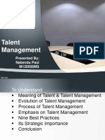 Talent Management: Presented By: Nabendu Paul M120006MS