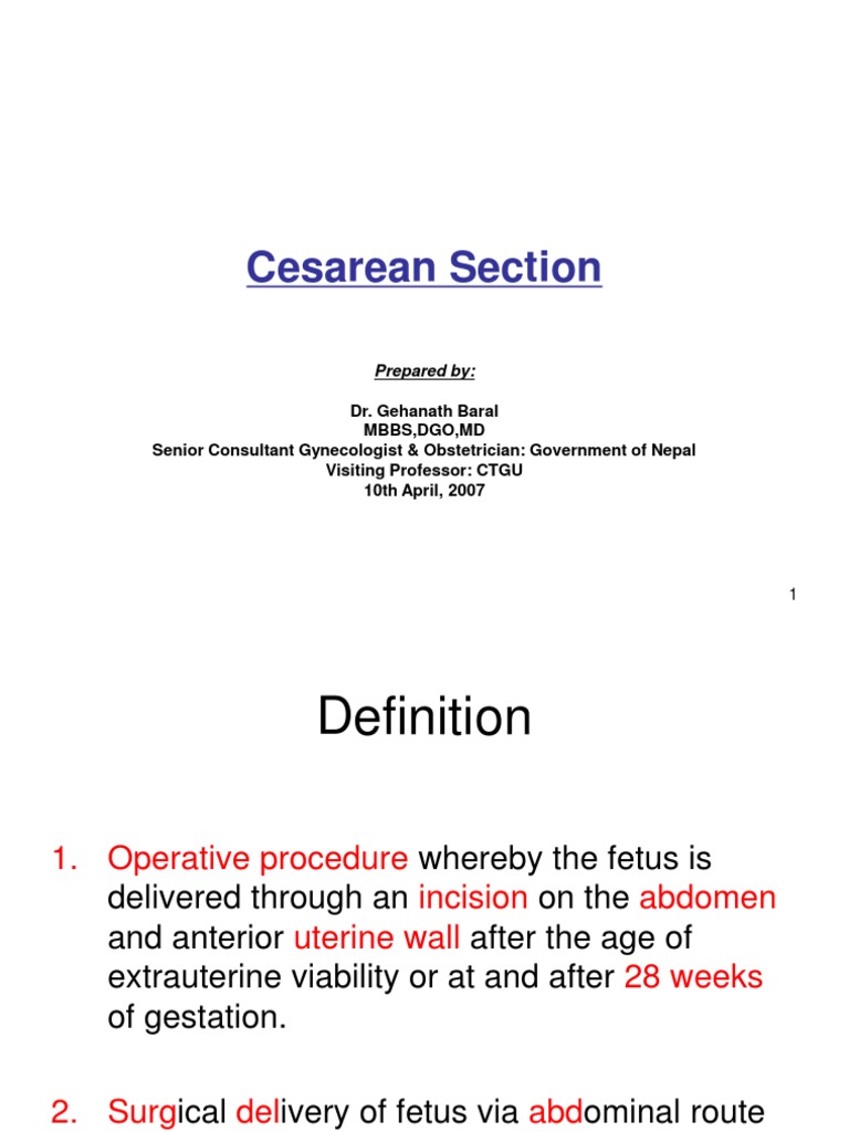 Cesarean Section: Definition and Procedure | PDF | Uterus | Childbirth