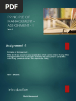 Principle of Management - Assignment - 1: Term - 1