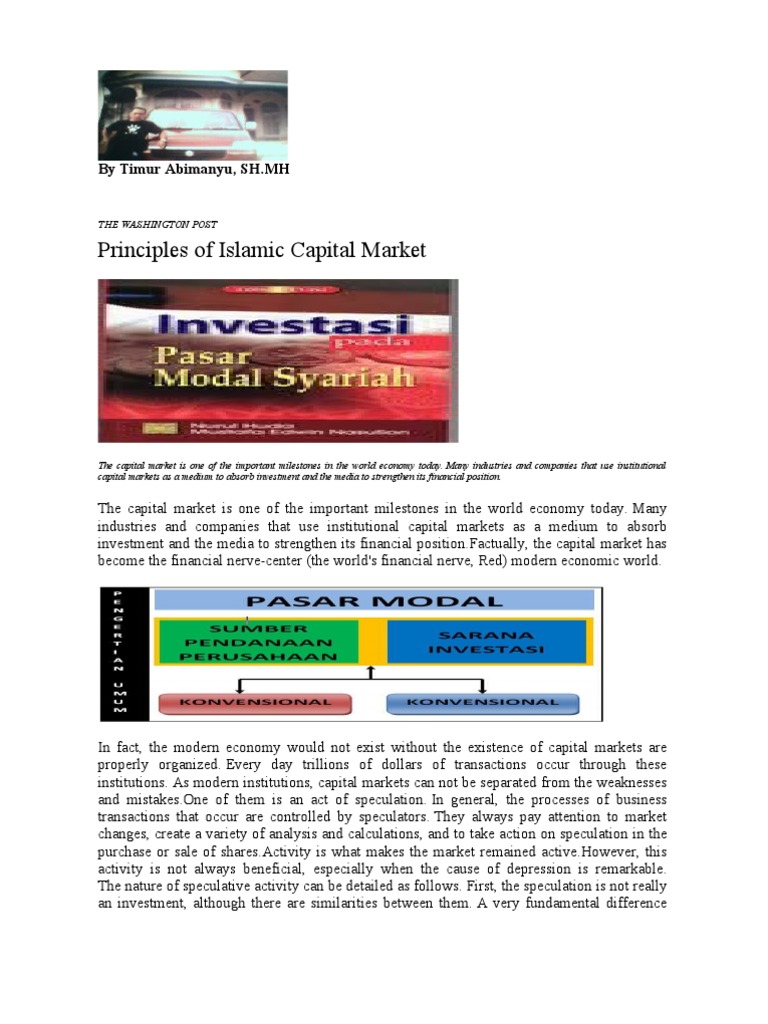 Principles of Islamic Capital Market PDF Speculation Capital Market