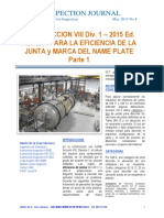 Asme Seccion Viii Div. 1 - 2015 Ed. Reglas para La Eficiencia de La Junta Y Marca Del Name Plate Parte 1