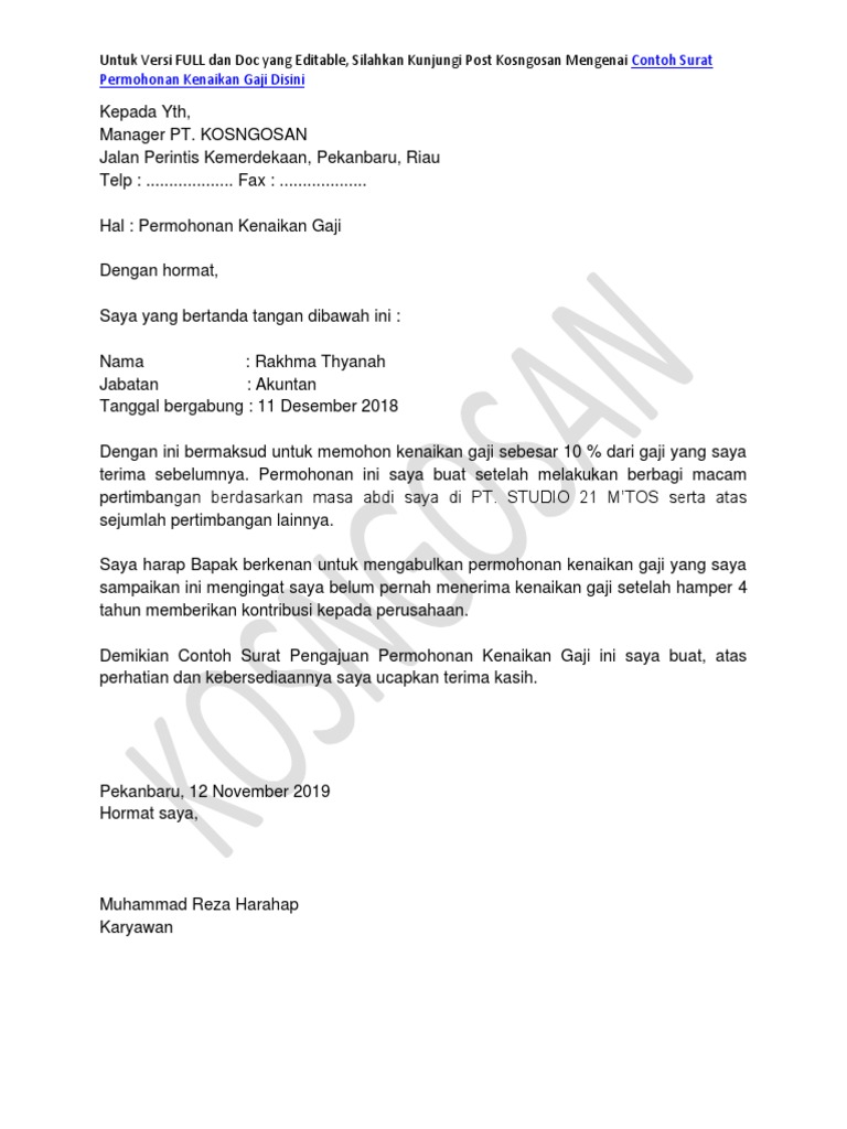 Contoh Surat Rasmi Untuk Kedutaan Indonesia Words