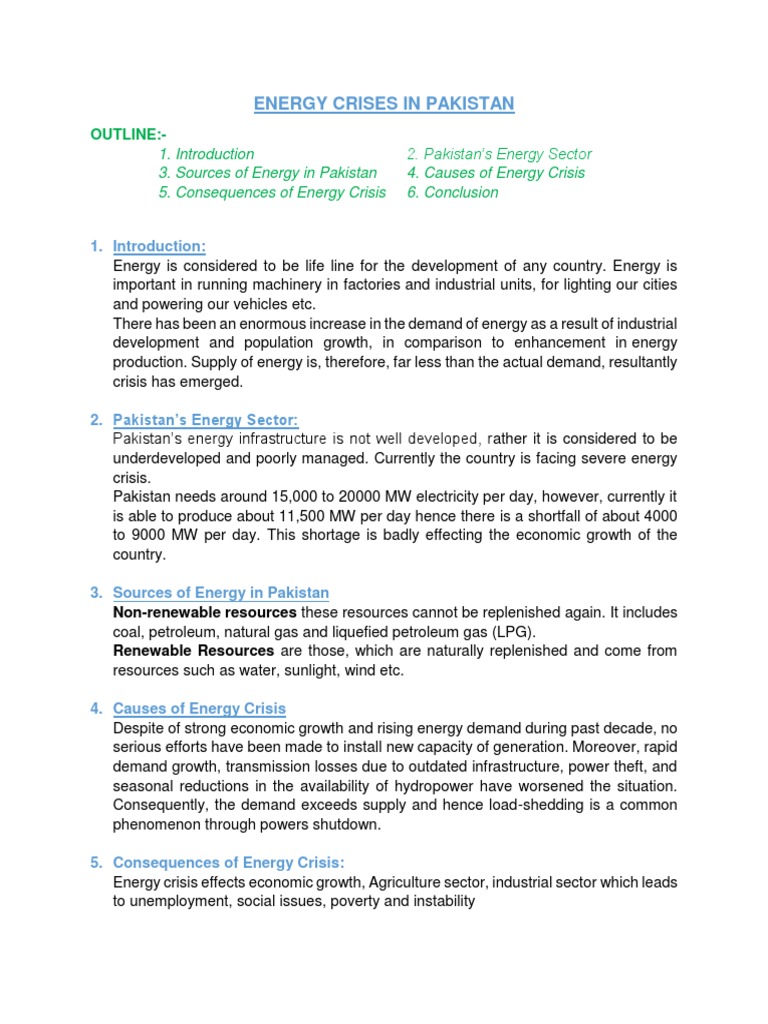 Energy Crises in Pakistan | PDF | Energy Crisis | Energy Development