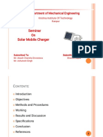 Seminar On Solar Mobile Charger: Department of Mechanical Engineering