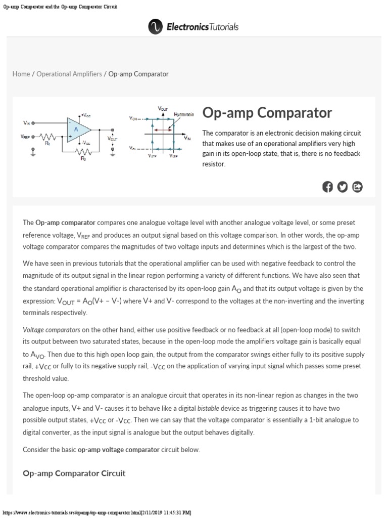 Op-Amp Comparator and The Op-Amp Comparator Circuit | PDF | Operational ...