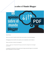 Mi Opinión Sobre El Mundo Blogger