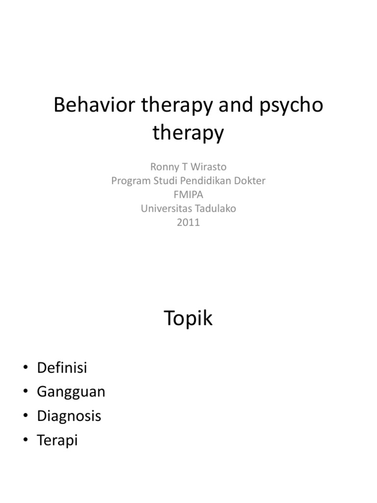 Overview of Behavior and Psychotherapy | PDF | Psychotherapy ...