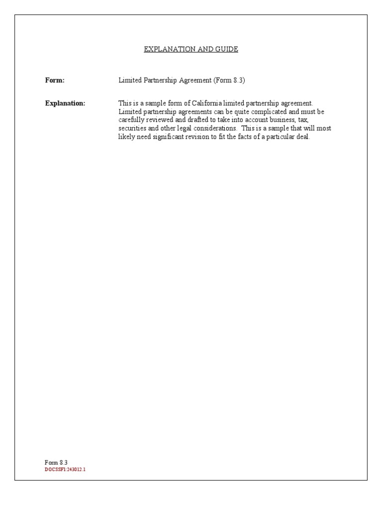 Sample Partnership Agreement  PDF  General Partnership  Partnership In unitholders agreement template