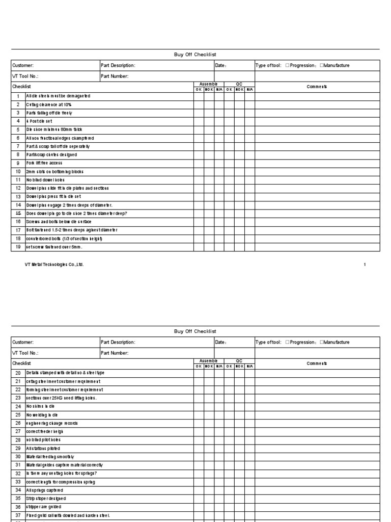 Tool Checklist en Screw Building Materials