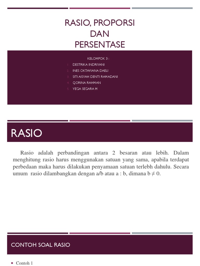 Rasio, Proporsi, Dan Presentase | PDF