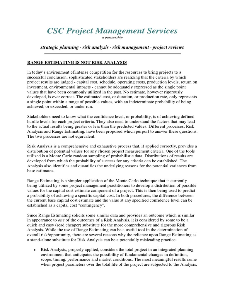 CSC Project Management Risk Analysis | PDF | Risk | Risk Management