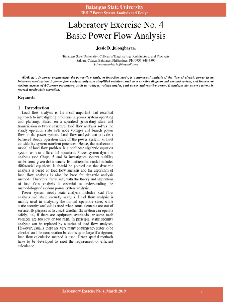 Basic Power Flow Analysis Lab Guide | PDF | Power (Physics) | Physical ...