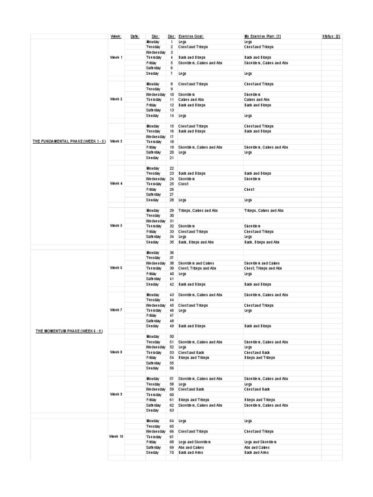 Kris Gethin 12 Week Trainer Schedule by Eric Chowles (還原) PDF Sports Leisure