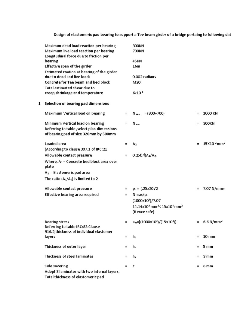 Elastomeric Pad Design for Bridge Girders | PDF | Stress (Mechanics ...