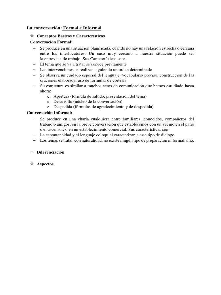 Conversaciones Formales e Informales | PDF | Conversacion | Verdad