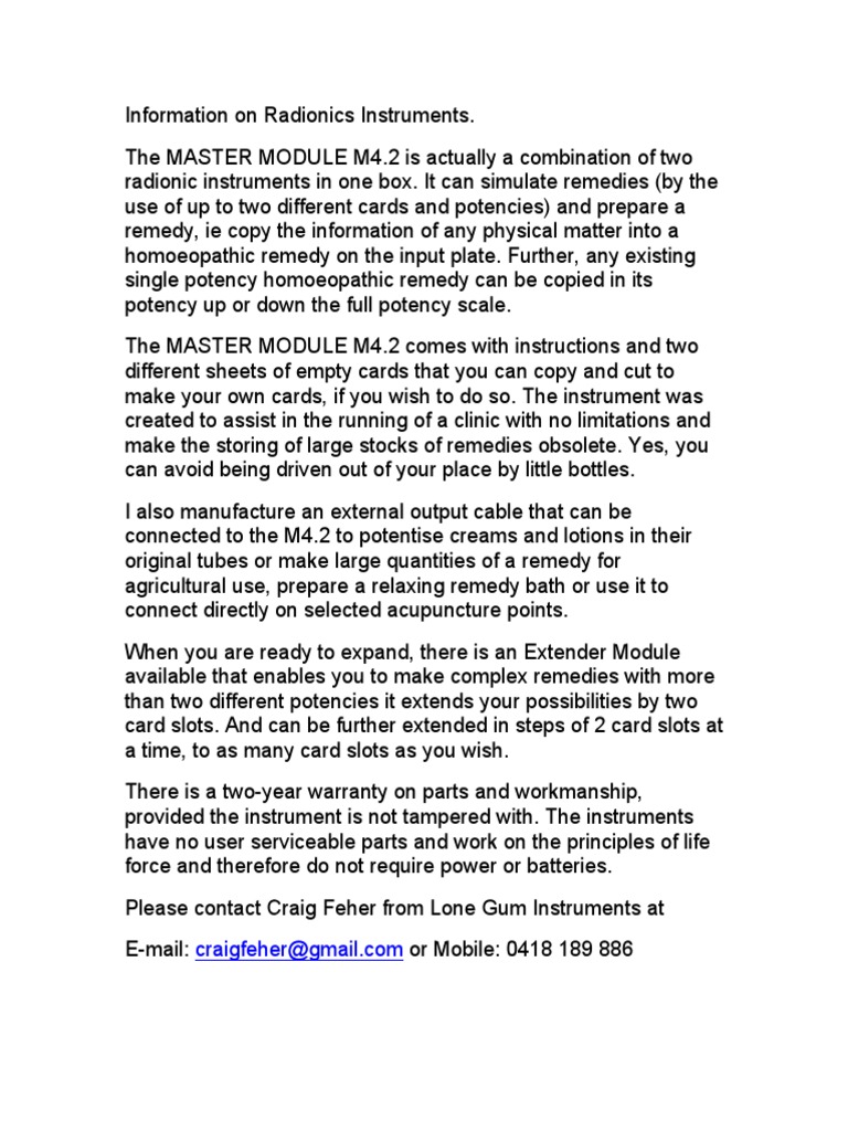 Information On Radionics Instruments | PDF