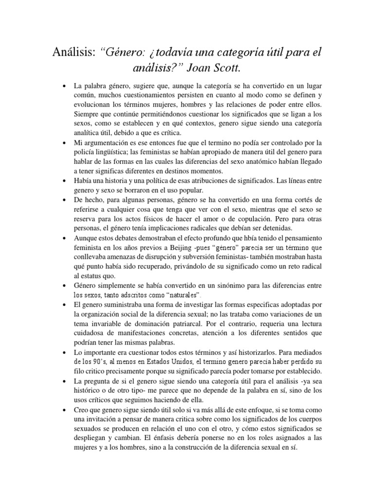Joan Scott Resumen 2 PDF Género Estudios de género