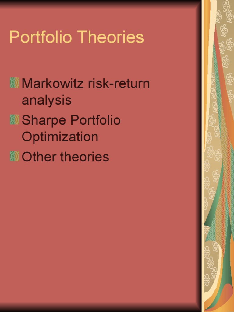 Unit VII Portfolio Theory PDF Modern Portfolio Theory Beta