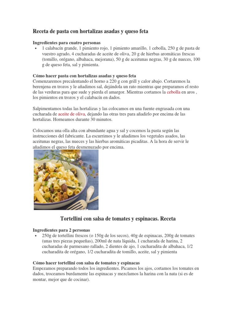 Recetas Pastas | PDF | Pasta | pesto