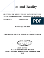 Kurt Riezler - Physics and Reality-Yale University Press (1940)
