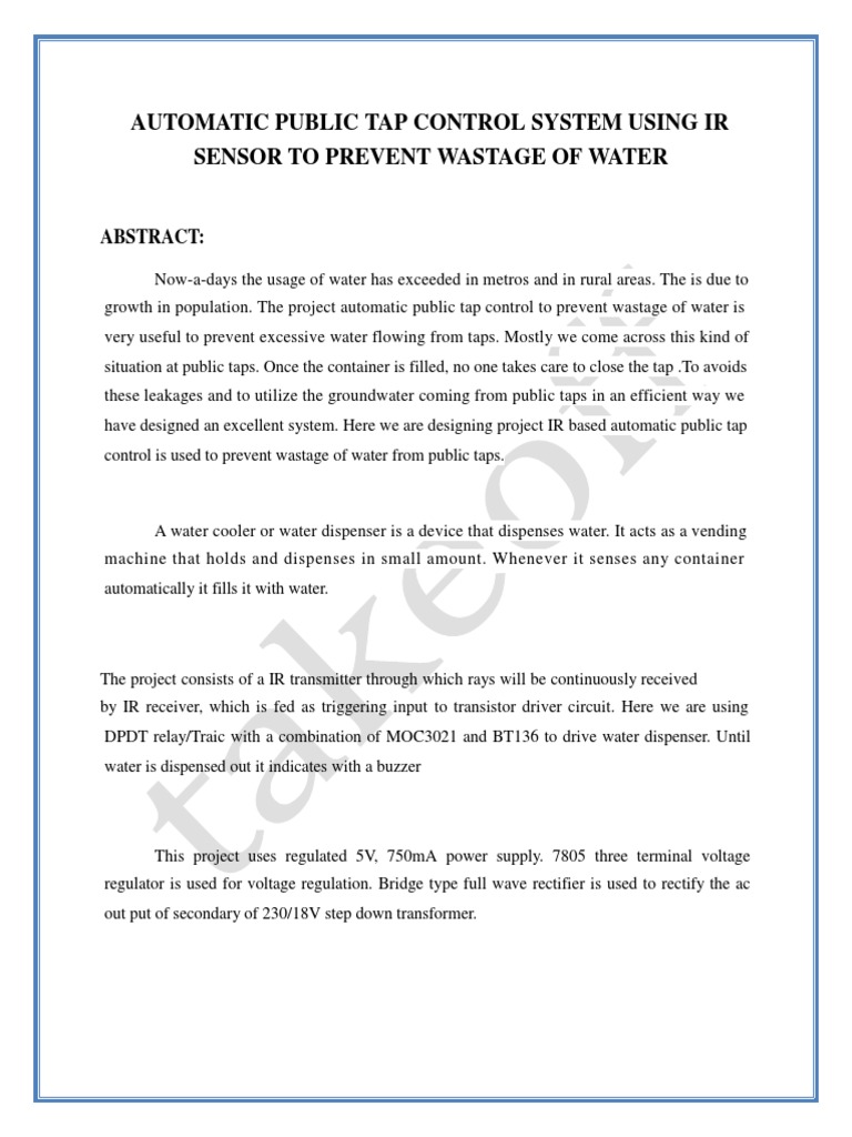 Automatic Water Tap Control System | PDF