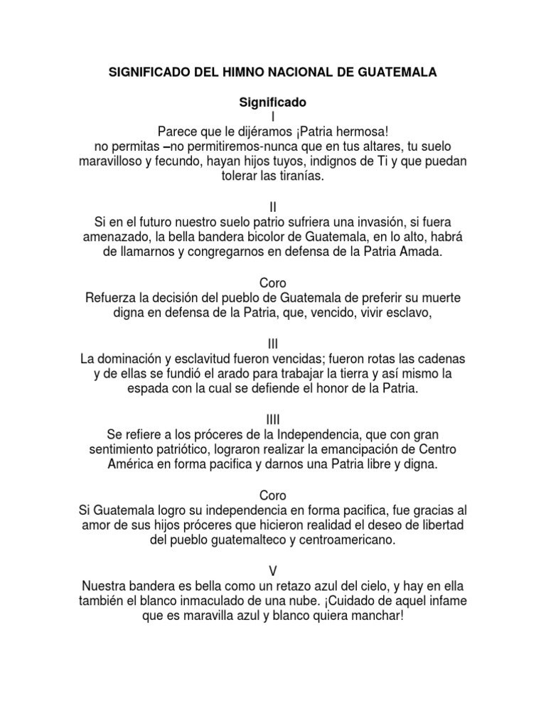 SIGNIFICADO DEL HIMNO NACIONAL DE GUATEMALA.docx Guatemala