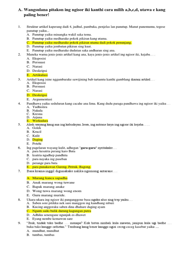 Latihan Soal Bahasa Jawa PDF