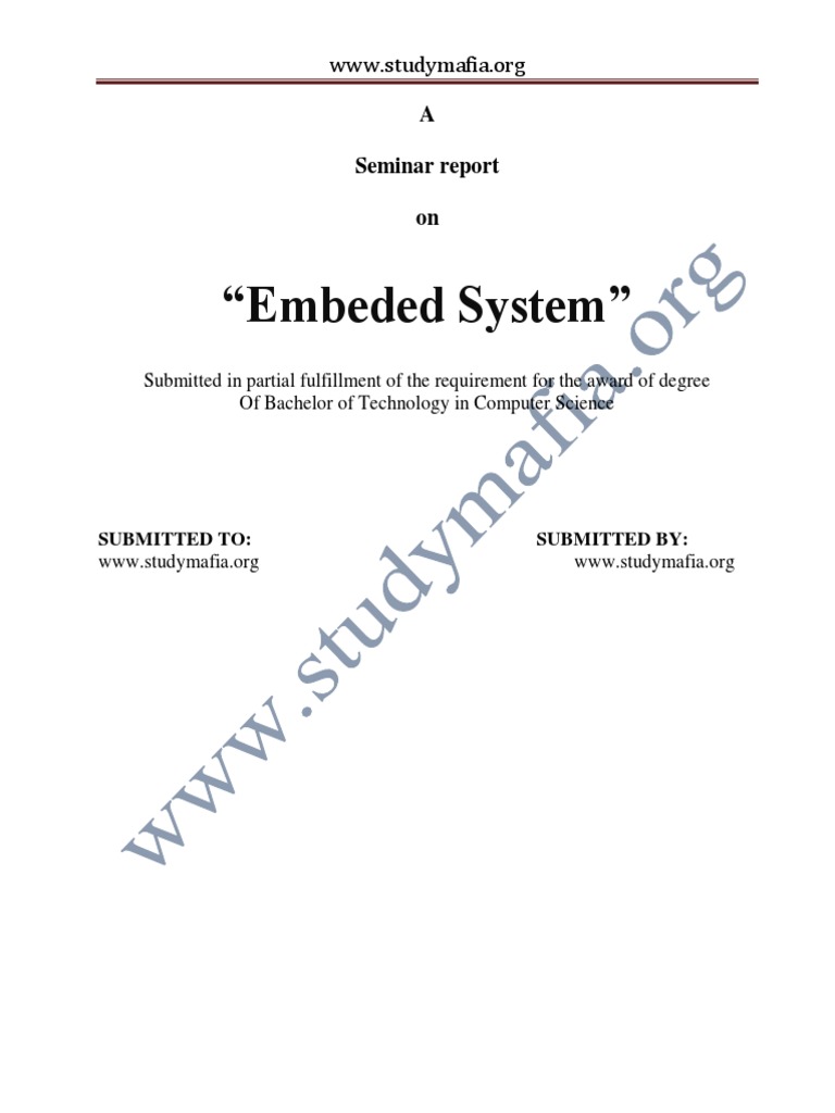 Embedded Systems Seminar Report | PDF | Embedded System | Computer Program