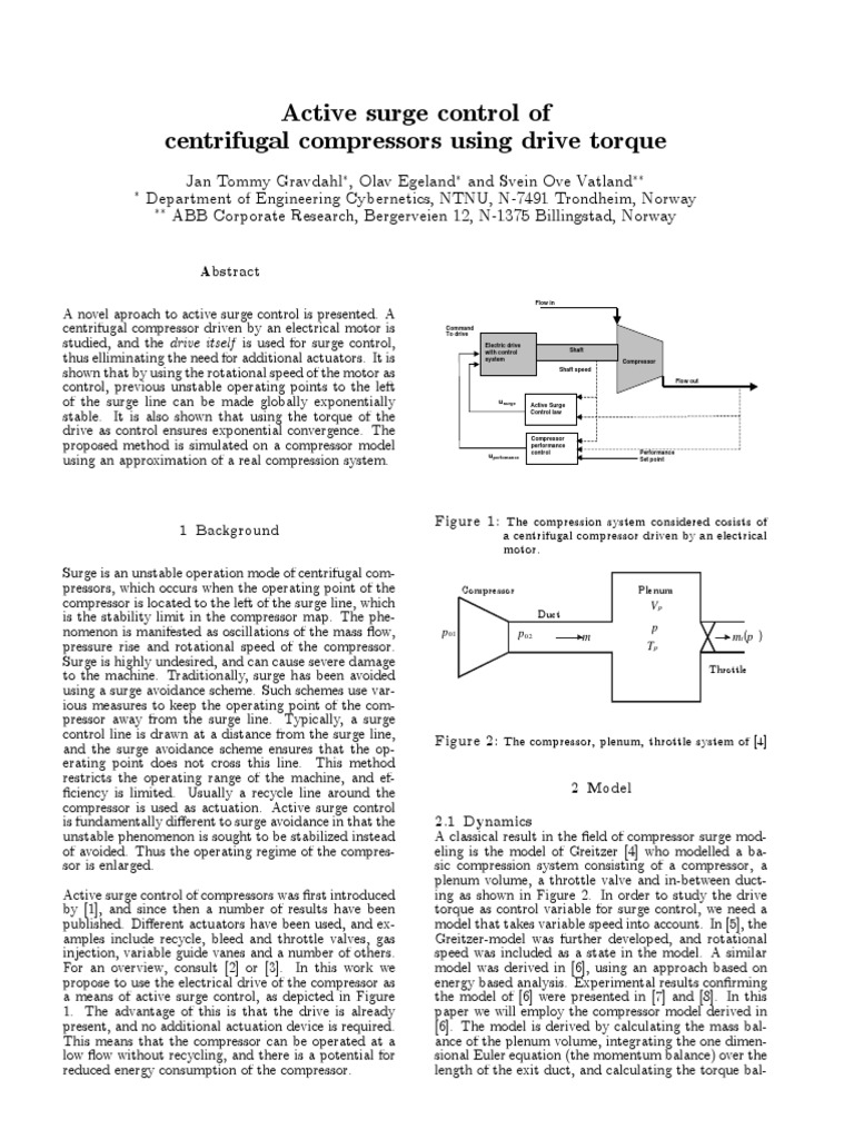 Active Surge Control in Compressors | PDF | Torque | Speed
