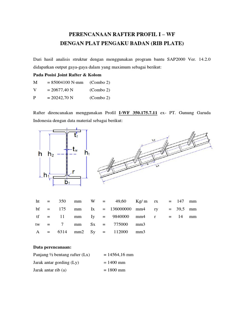 Perencanaan Rafter Profil I-WF dengan Plat Rib | PDF