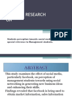 Business Research ON: Students Perception Towards Social Media With Special Reference To Management Students