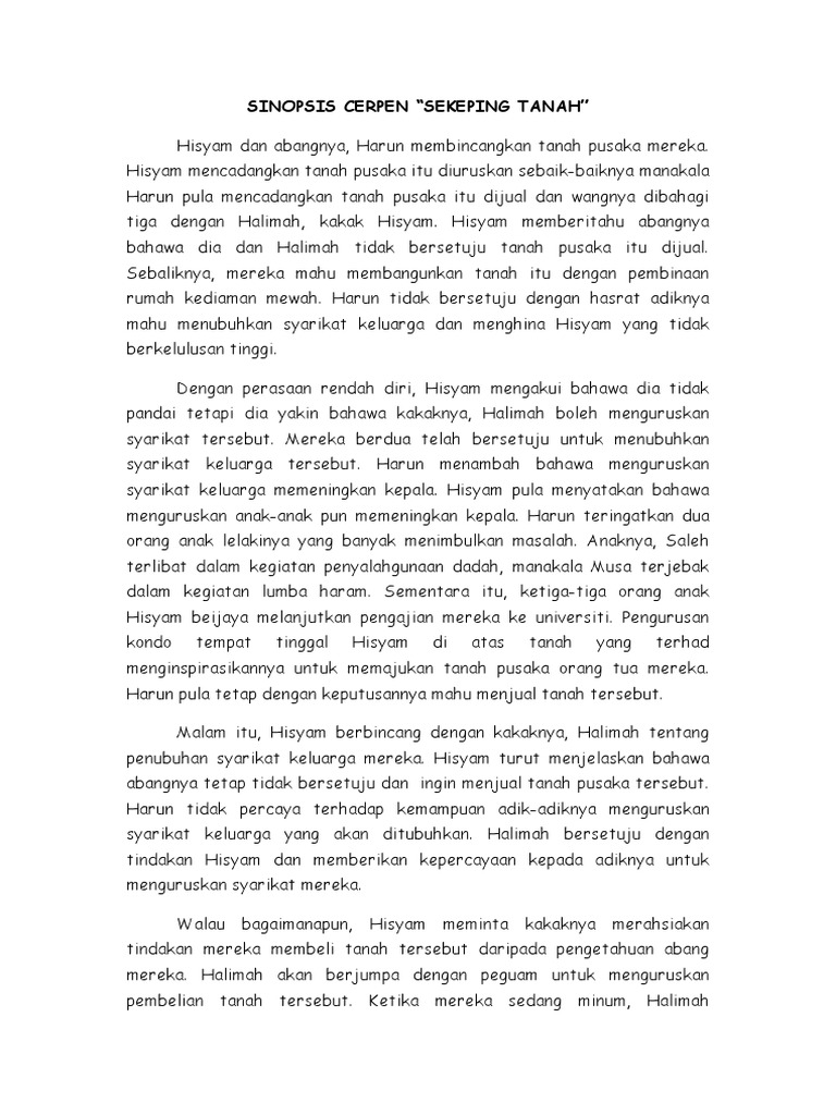 T3 Sinopsis Sekeping Tanah Pdf