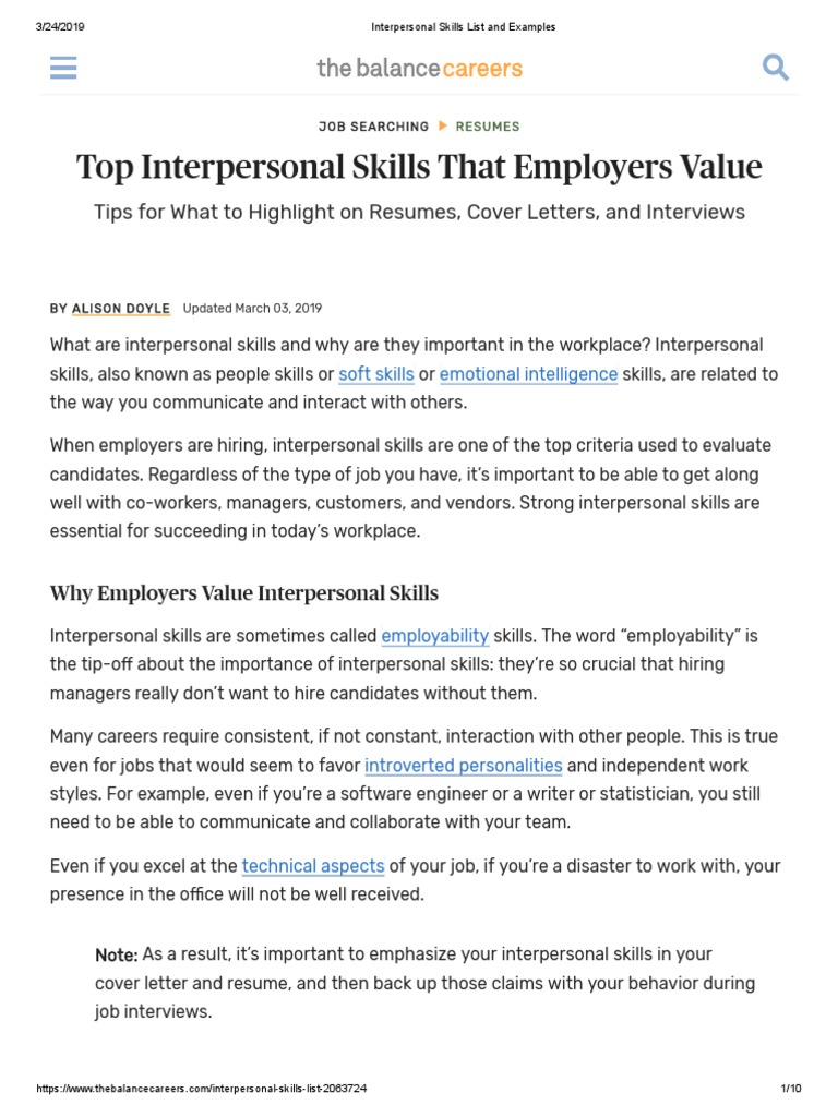 Interpersonal Skills List And Examples Resume Social Skills