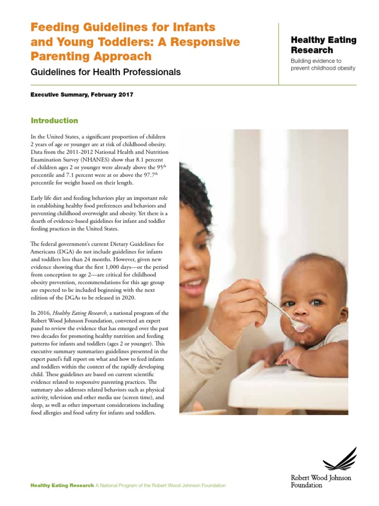 Feeding Guidelines For Infants and Young Toddlers A Responsive