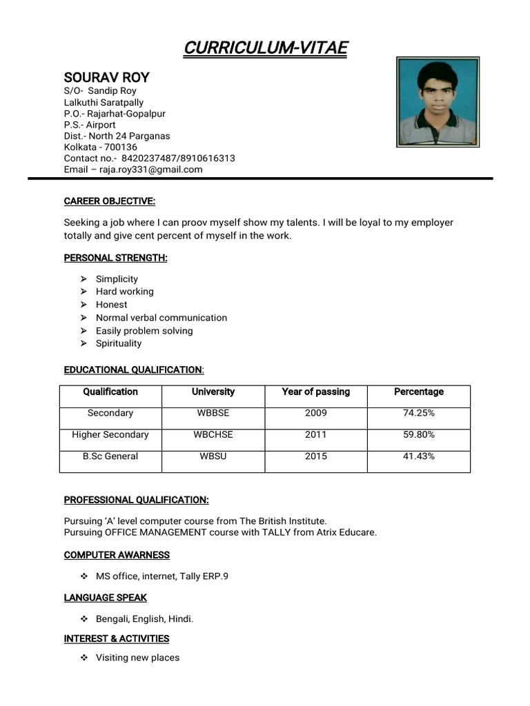Sourav Roy's Professional CV | PDF