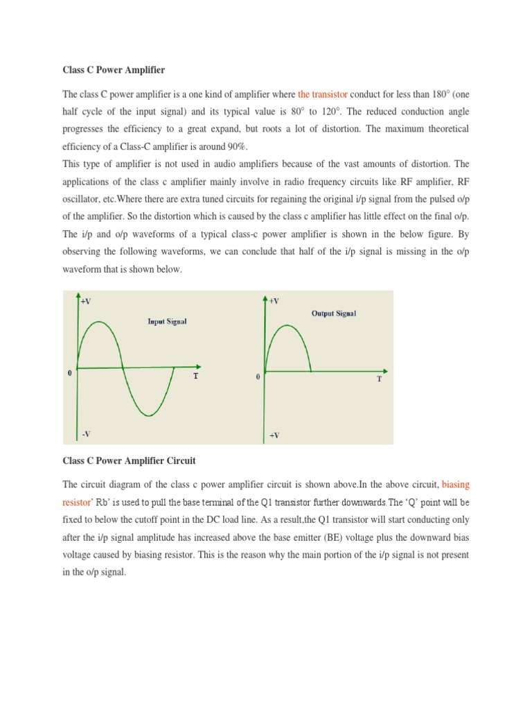 Class C Power Amplifier Pdf Amplifier Electronic Circuits
