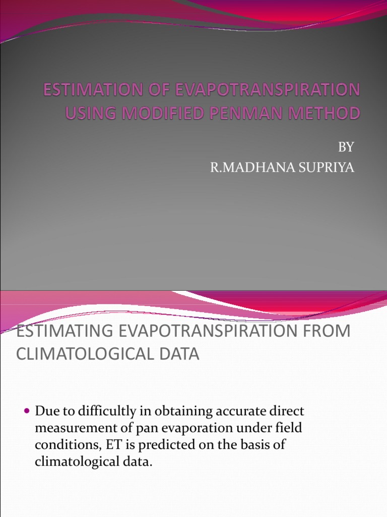 Modified Penman Method for ET Estimation | PDF | Science & Mathematics