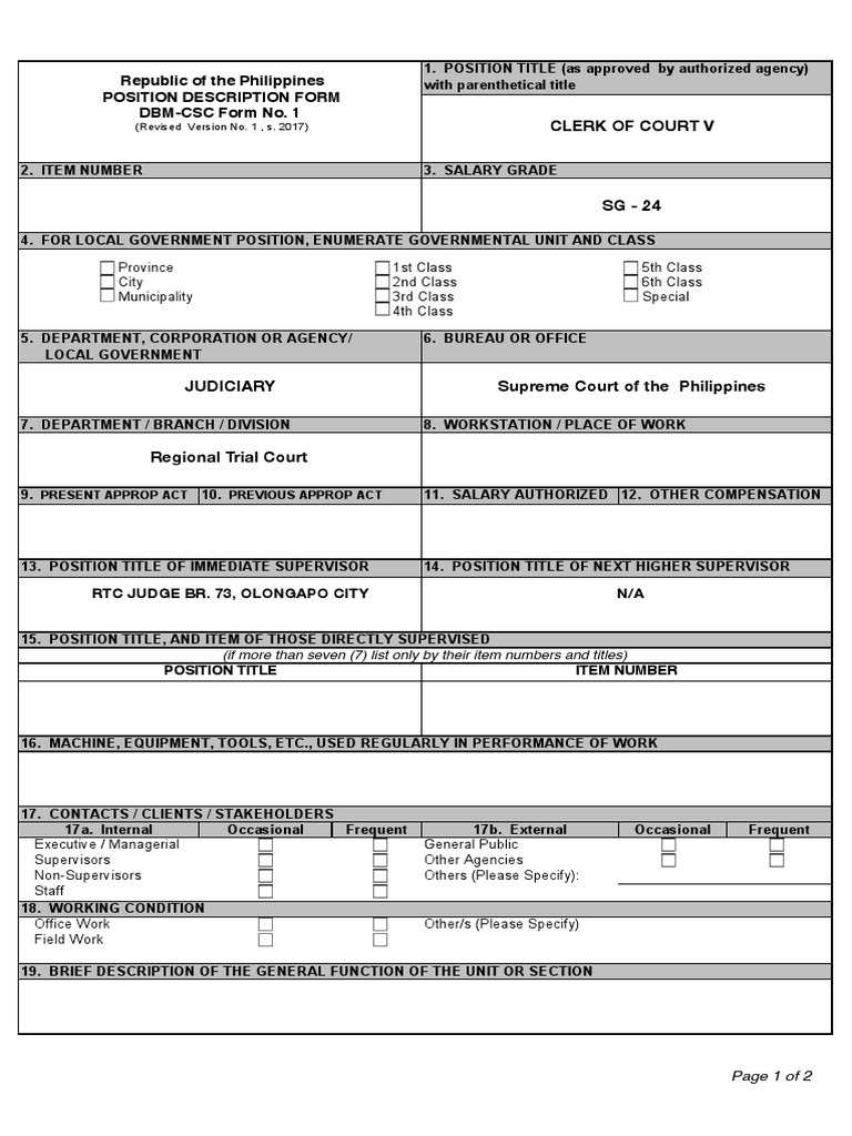 Clerk of Court V Job Description Philippines | PDF | Judiciaries | Law ...